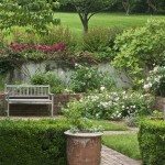 Garden with brick walkway