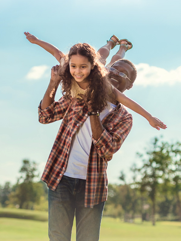 Dad w/ Daughter on Flying Shoulders