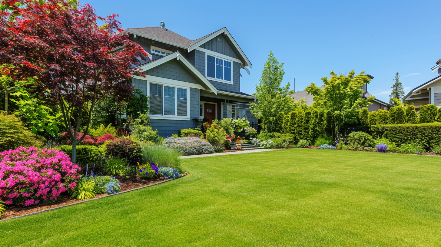 A meticulously maintained lawn and garden in Nashville, exemplifying professional yard care services.